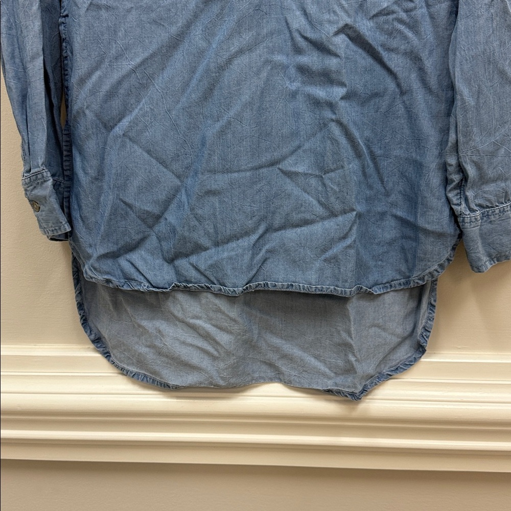 New York & Company Light Blue Button Down Hi-Lo Tunic Shirt Sz Small! - Picture 5 of 8